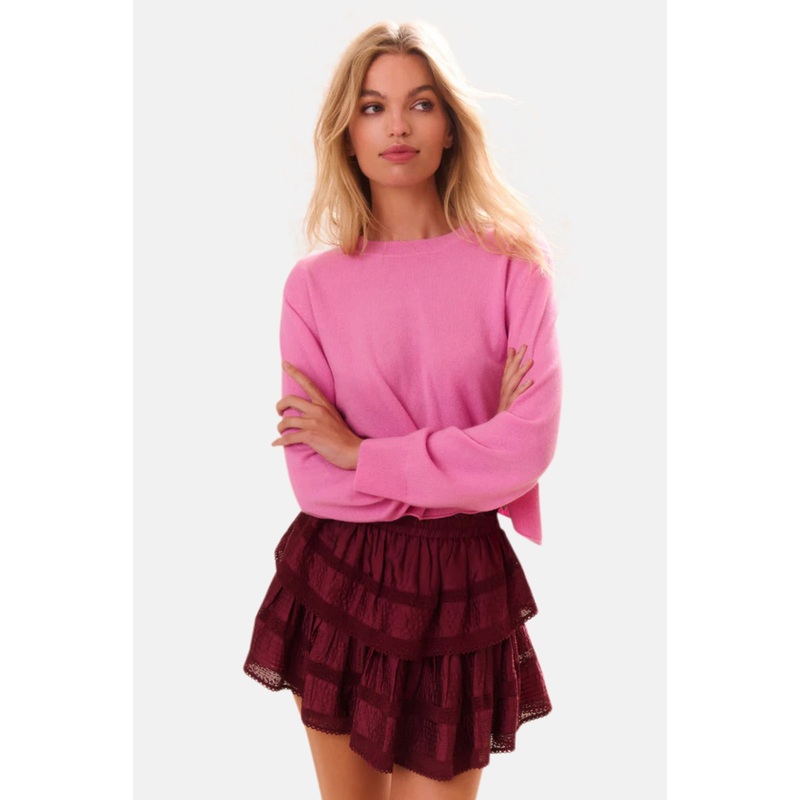 Ruffle Mini Tiered Skirt Oxblood