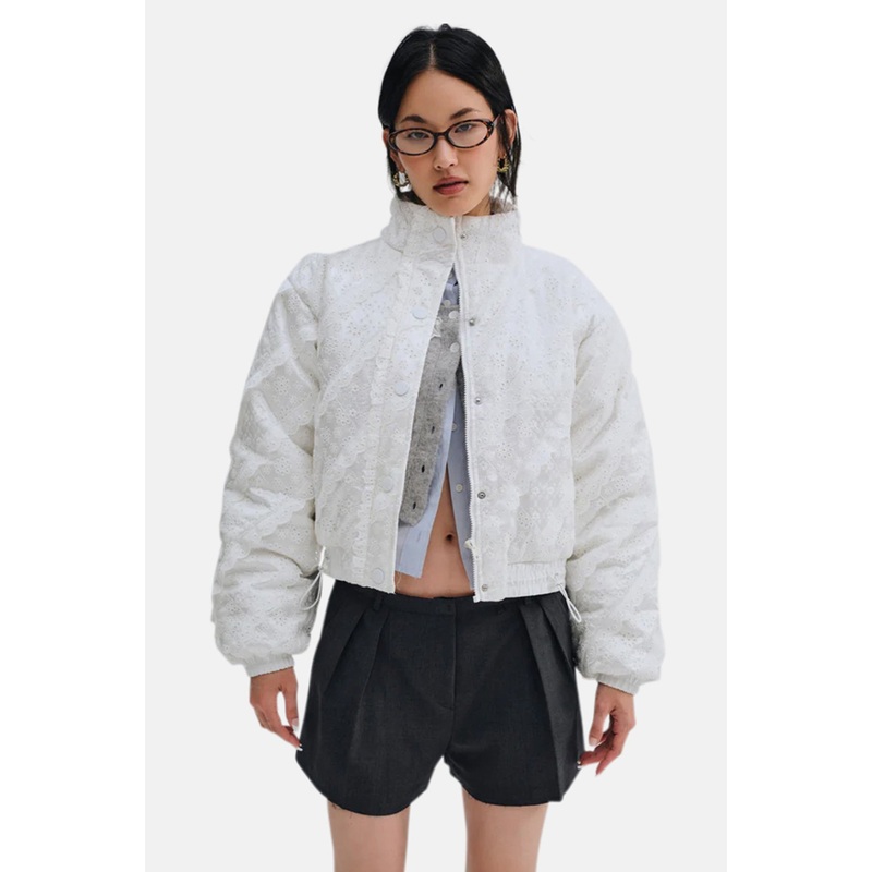 Sloane Eyelet Puffer Coat White