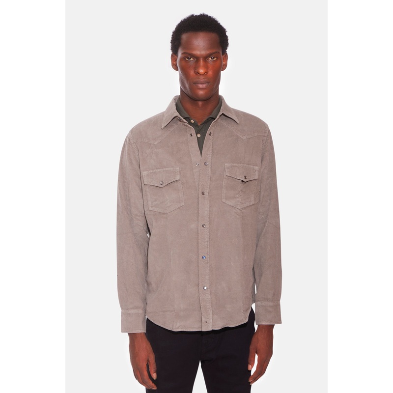 Western Cord Shirt Elephant Grey