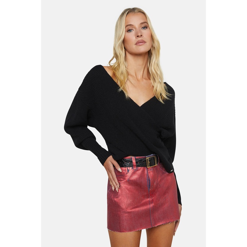 Antonella Crossover Sweater Black