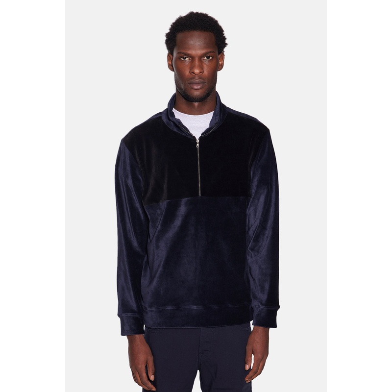 Astor Velour Corduroy Half Zip Navy/Black Combo