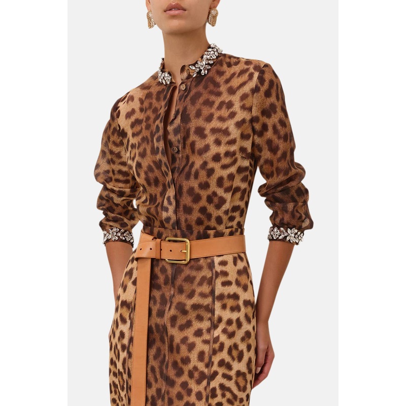Crush Embellished Body Shirt Leopard