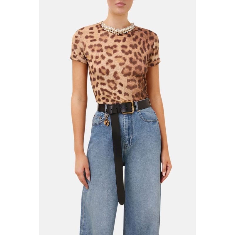 Crush Embellished Tee Dark Leopard