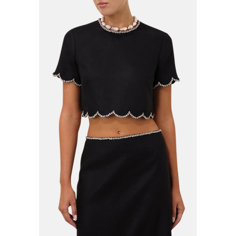 Crush Scalloped Top Black|0|1|2