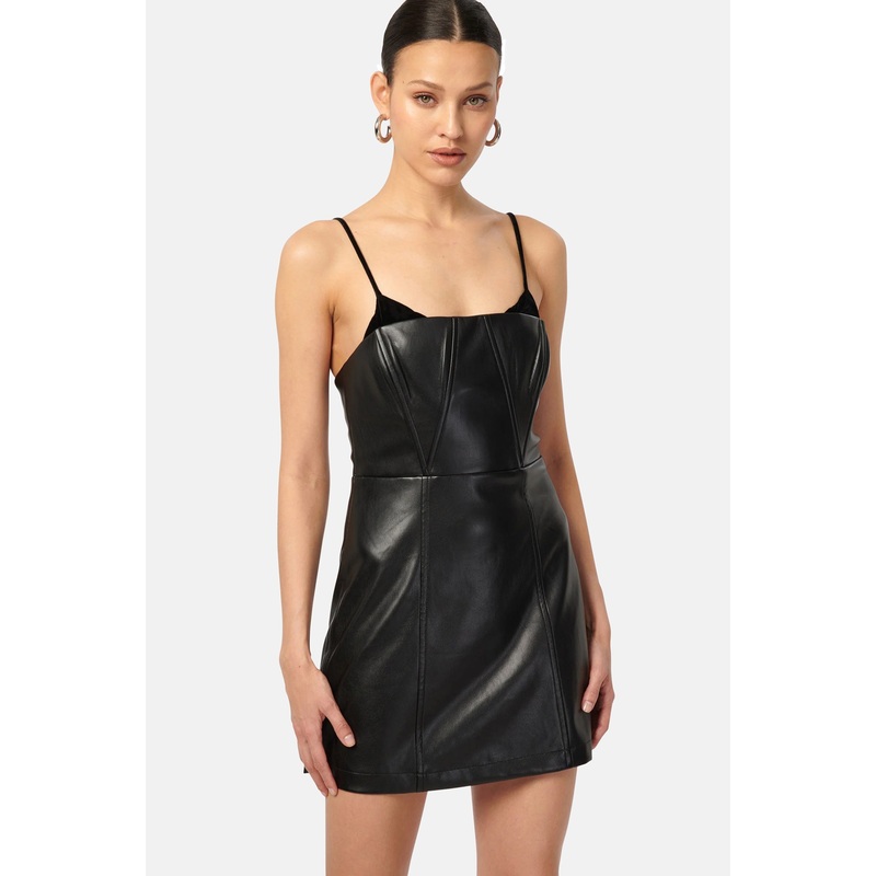 Dehya Vegan Leather Dress Black