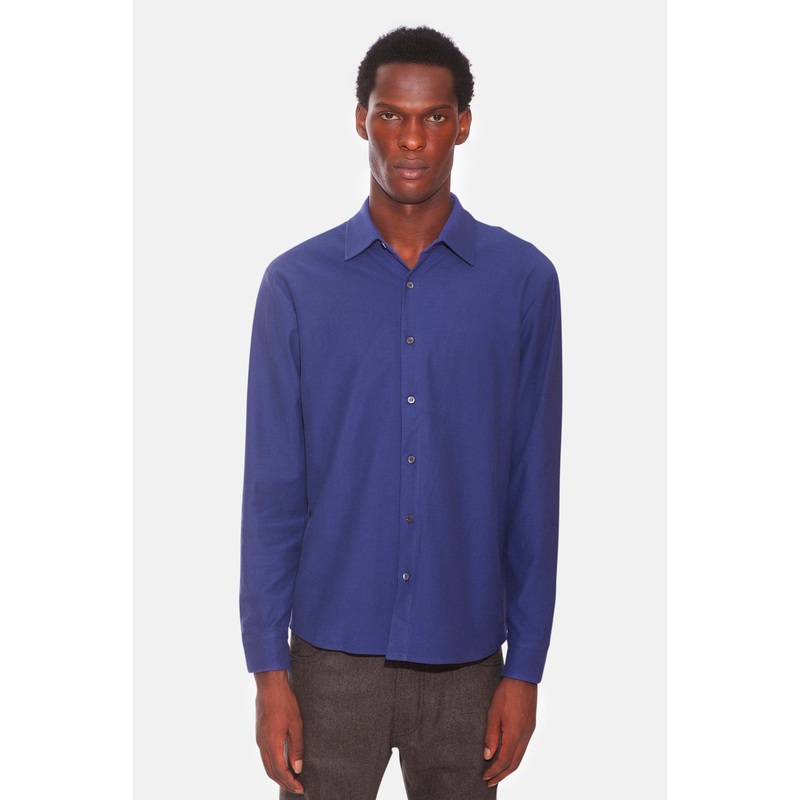 Dre Pique Button Up Shirt Marine Blue