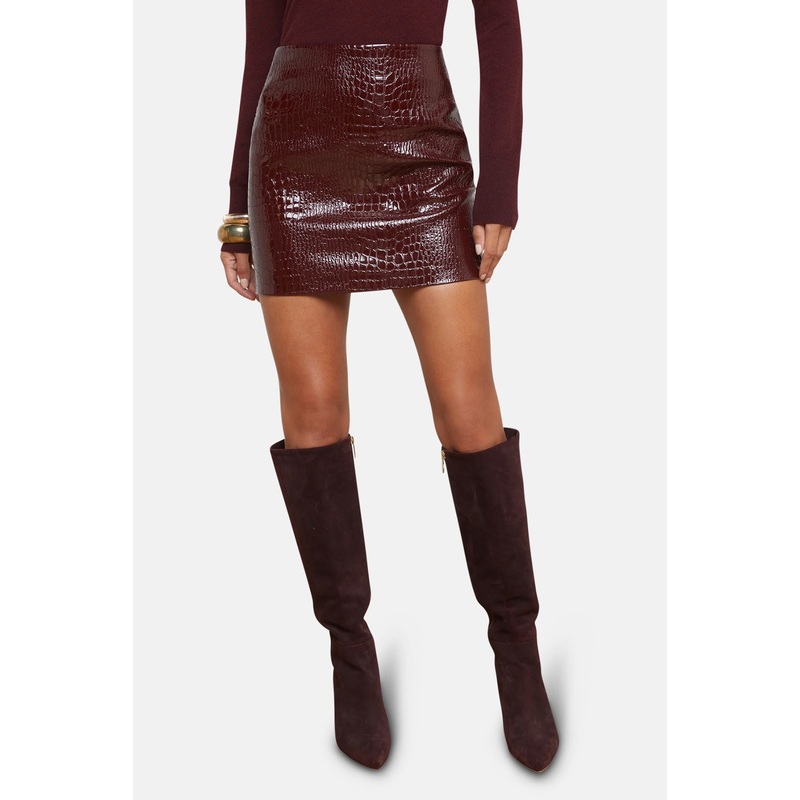 Gerard Mini Skirt Dark Port Croc