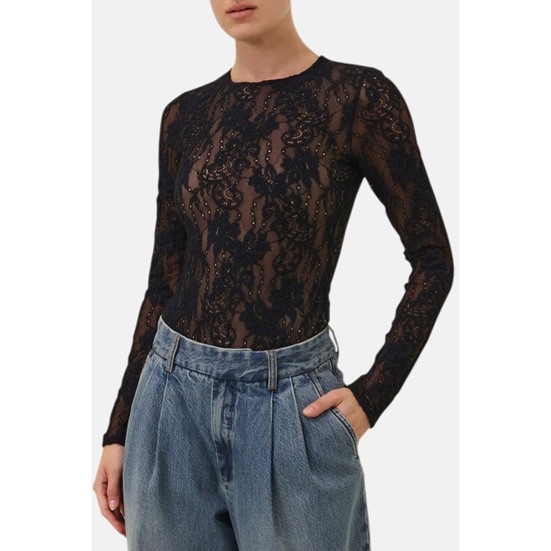 Longsleeve Lace Bodysuit Black