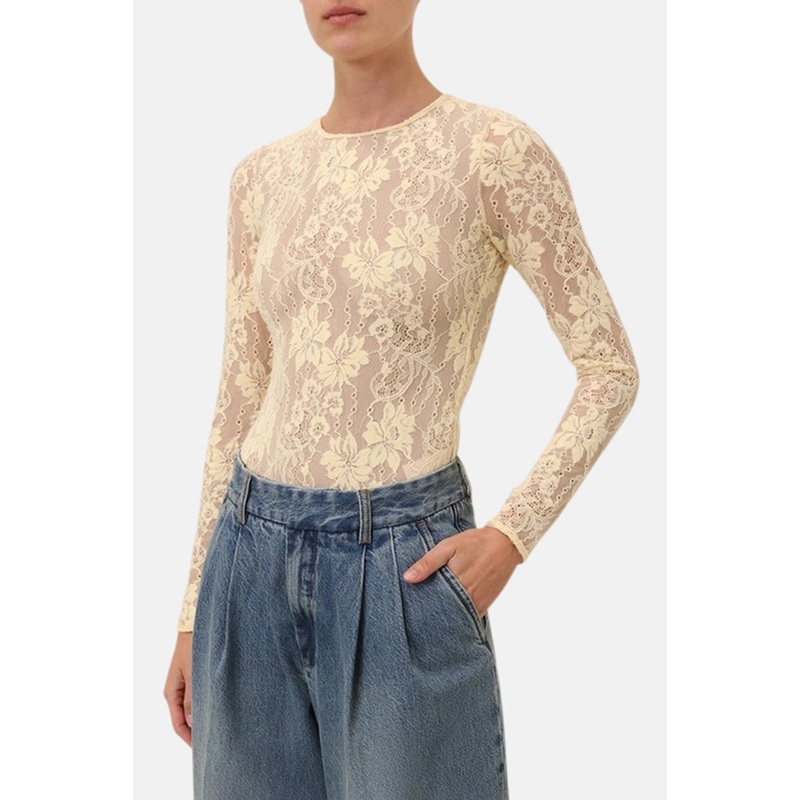 Longsleeve Lace Bodysuit Cream
