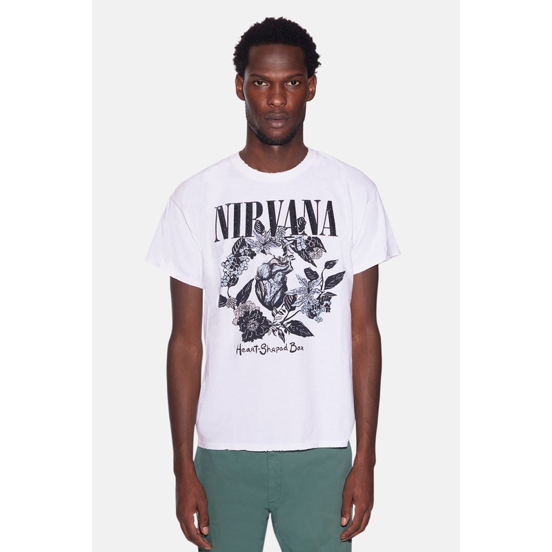 Nirvana Heart Shaped Box Distressed Crystal Tee