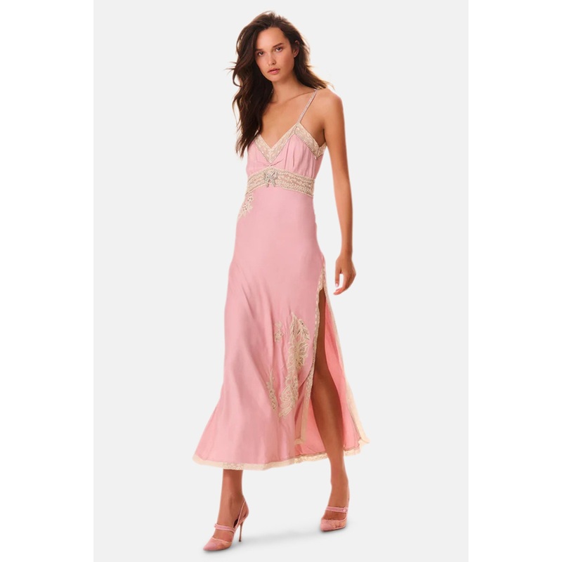 Valea Embellished Satin Maxi Dress Ash Pink