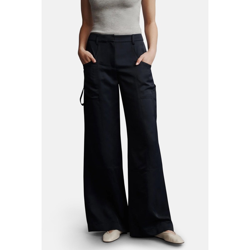 Chrystie Street Pant In Coated Viscose Linen Midnight