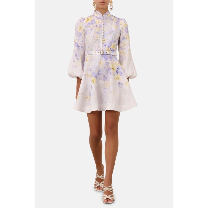Crush Buttoned Mini Dress Lilac Floral