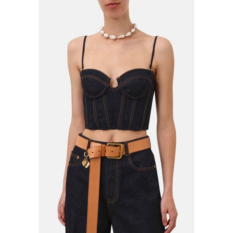 Crush Denim Corset Top Night Sky