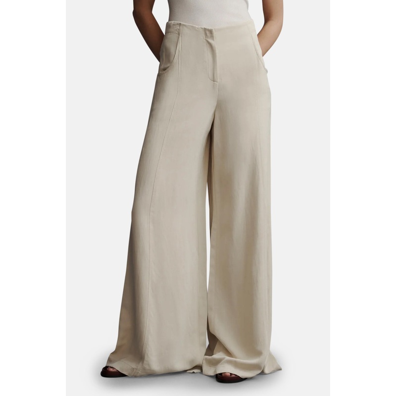 Demie Pant In Coated Viscose Linen French Butter
