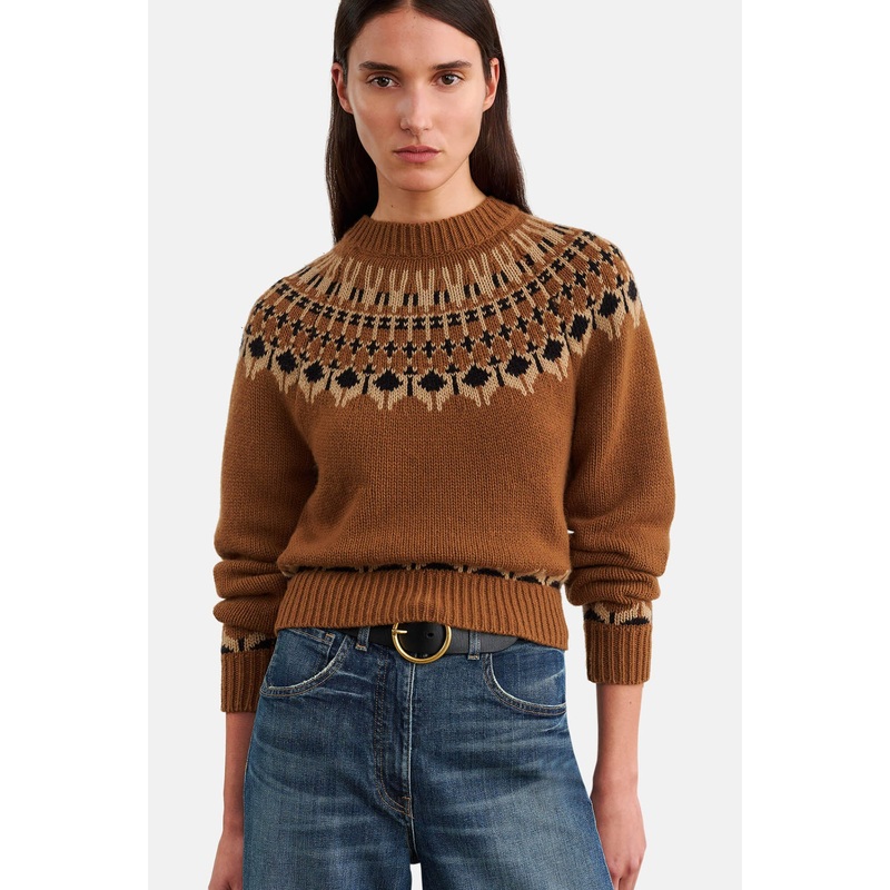 Fern Sweater Caramel Fairisle|XS|S|M
