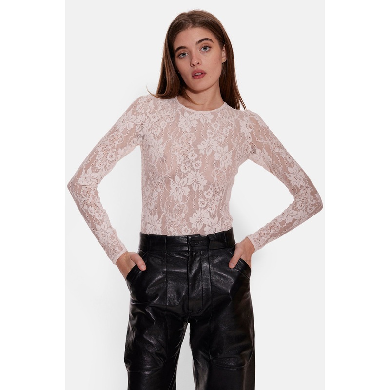 Longsleeve Lace Bodysuit Pale Pink