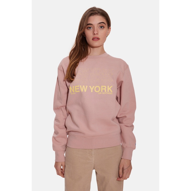 New York or Nothing Crewneck Dusty Pink/Yellow
