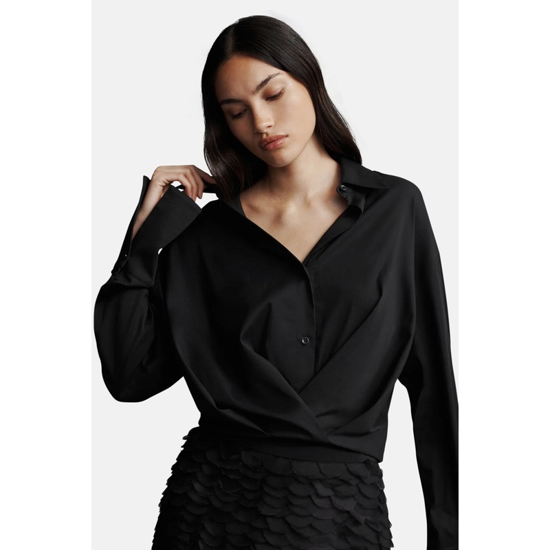 Pleated Little Joe Shirt Black