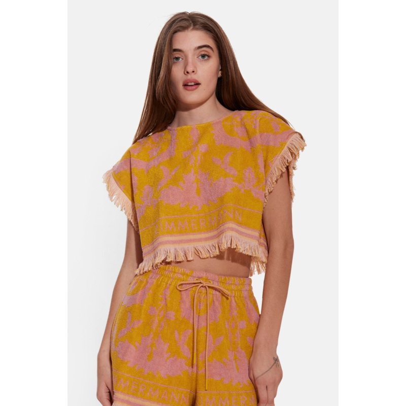 Wylie Toweling Crop Mustard Pink