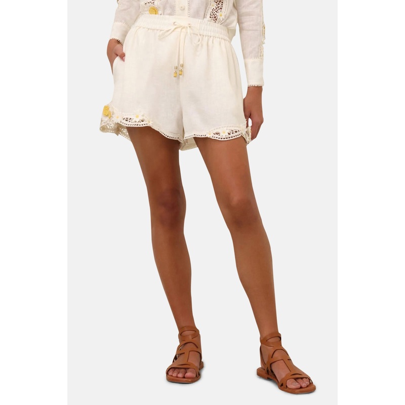 Everley Flower Trim Short Ivory