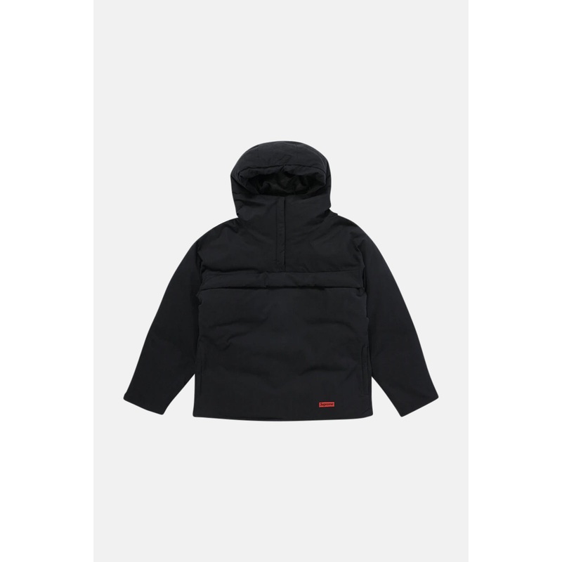 Quarter Zip Hooded Down Pullover Black
