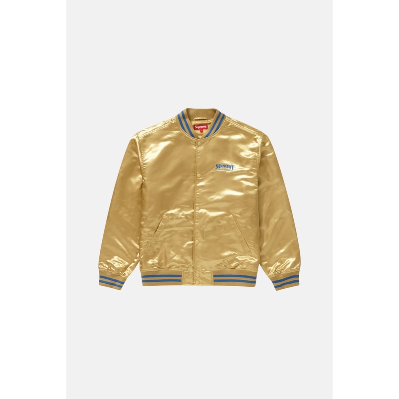 x Thrasher Satin Varsity Jacket Gold
