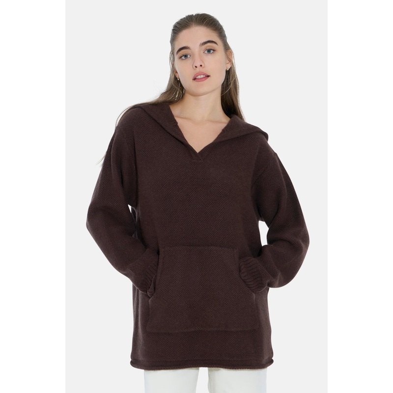 Bridges Honeycomb Pullover Hoodie Dark Chocolate