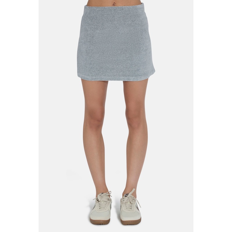 Cady Velour Mini Skirt Heather Grey
