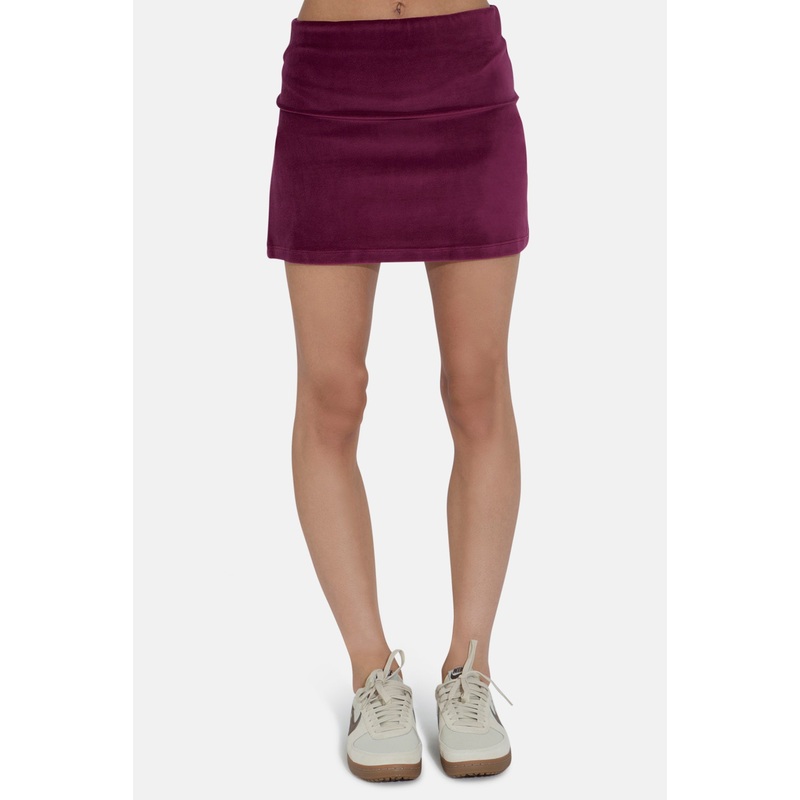 Cady Velour Mini Skirt Plum|XXS|XS|S|M