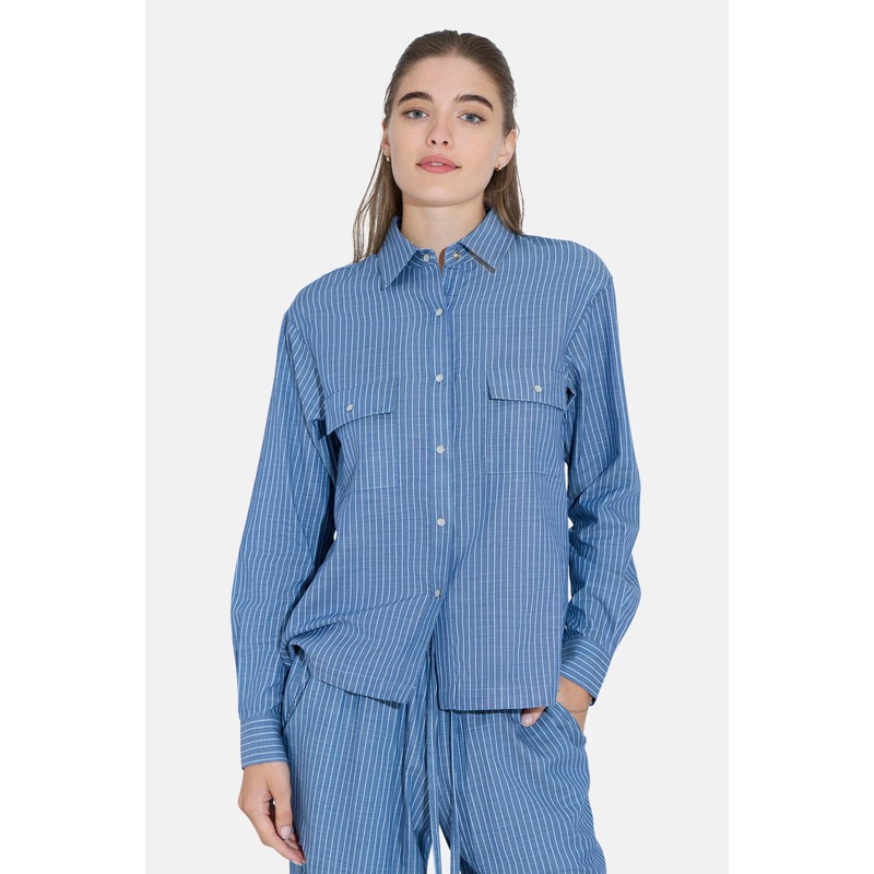 Coco Denim Overshirt in Lt Blue Stripe