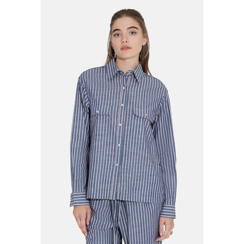 Coco Denim Overshirt in Red Stripe