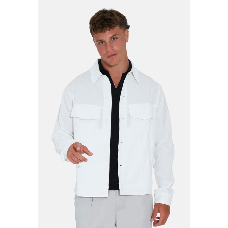 Dante Micro Cord Trucker Jacket White