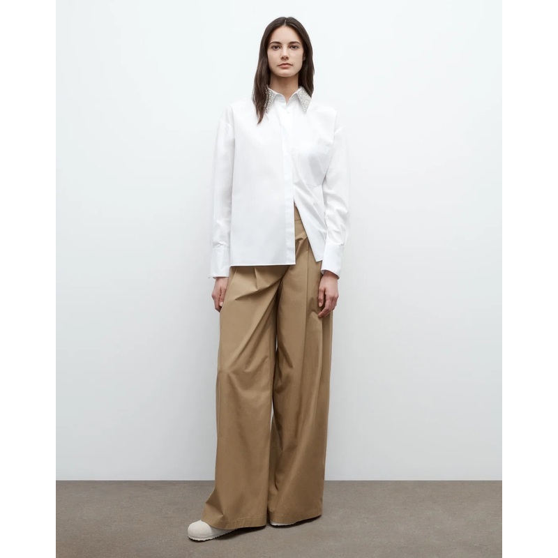 E.B. with Crystal Collar Shirt White