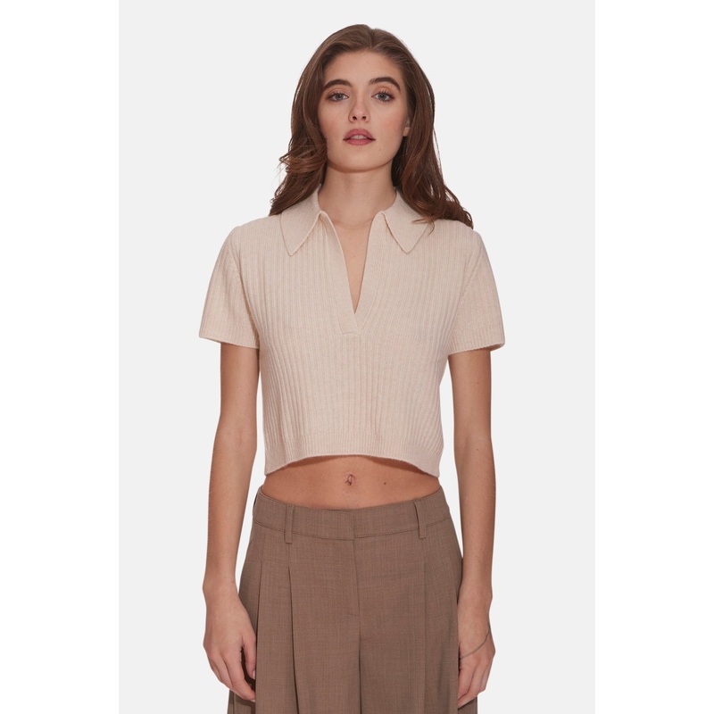 Farrah Short Sleeve Polo Beige