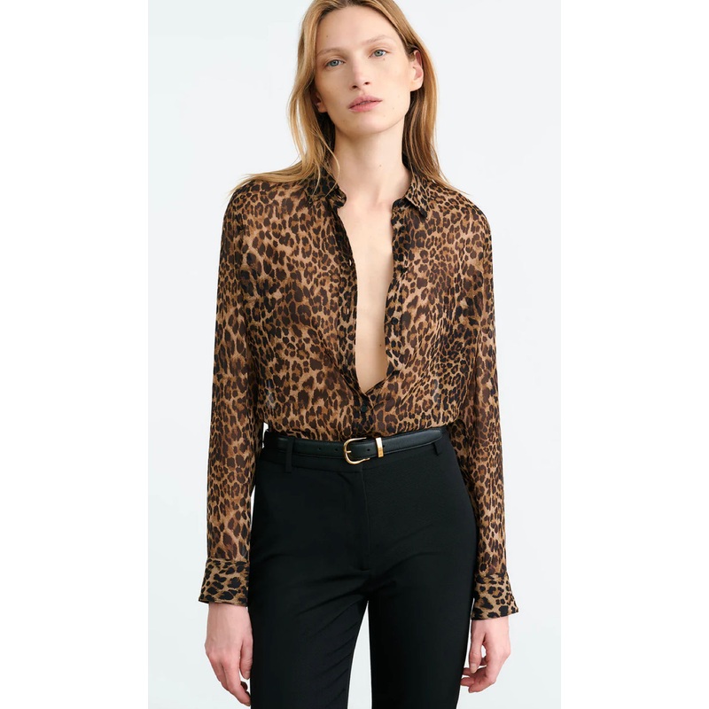 Gaia Silk Shirt Vintage Leopard Print