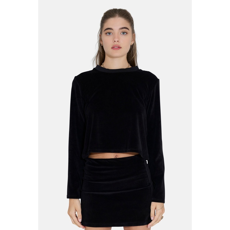 Jayne Velour Crewneck Black|XS|S|M|L
