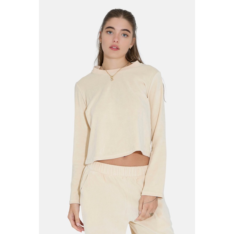 Jayne Velour Crewneck Ivory|XS|S|M|L