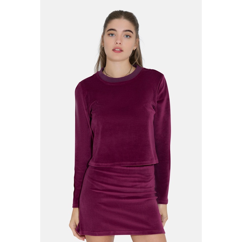 Jayne Velour Crewneck Plum|XS|S|M|L