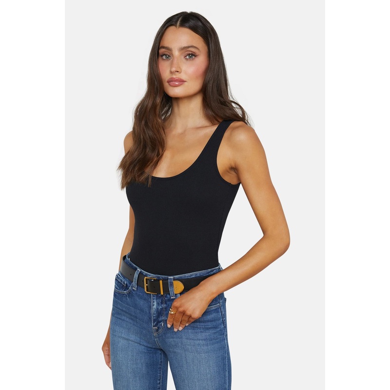 Nica Scoop Neck Bodysuit Black