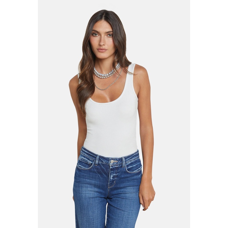 Nica Scoop Neck Bodysuit White