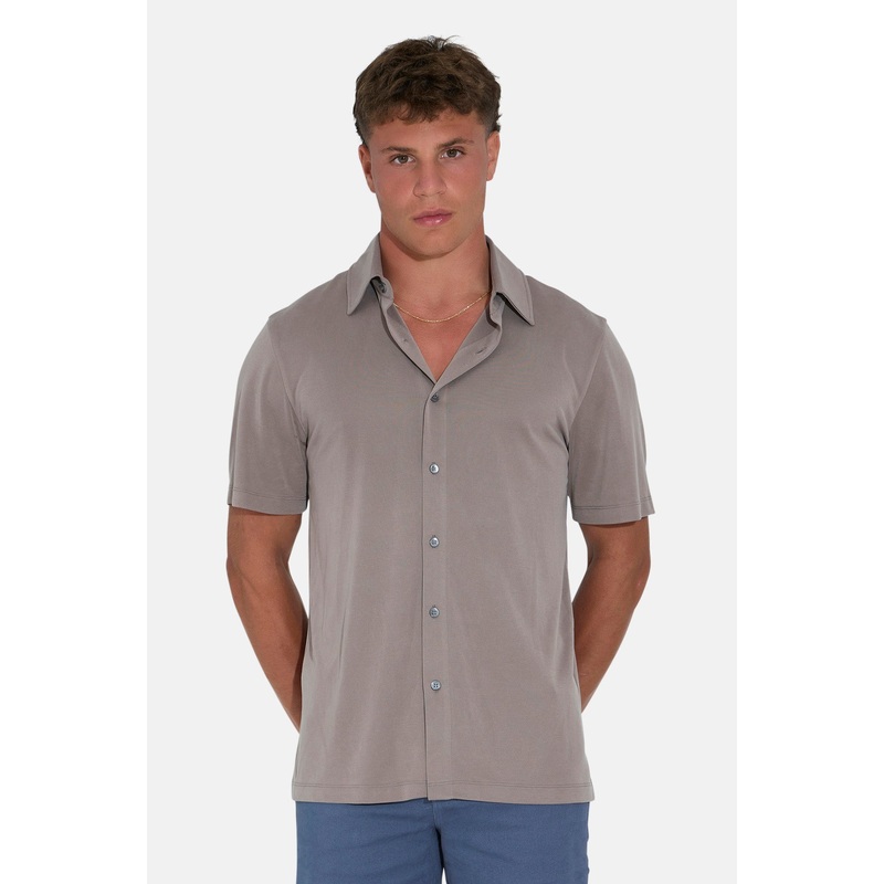Short Sleeve Micro Pique Shirt Taupe