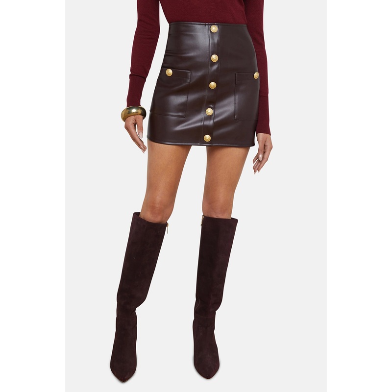 Truman Vegan Leather Mini Skirt Dark Syrah