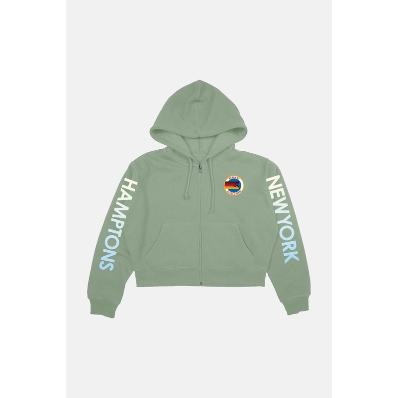 We Run NY Crop Zip Hoodie Agave