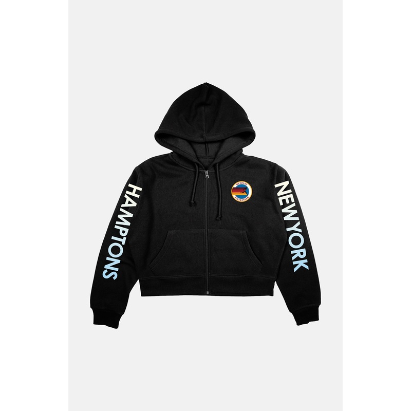 We Run NY Crop Zip Hoodie Black