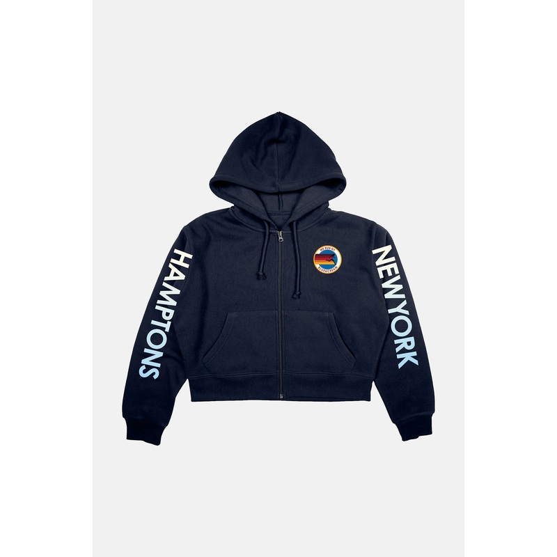 We Run NY Crop Zip Hoodie Navy