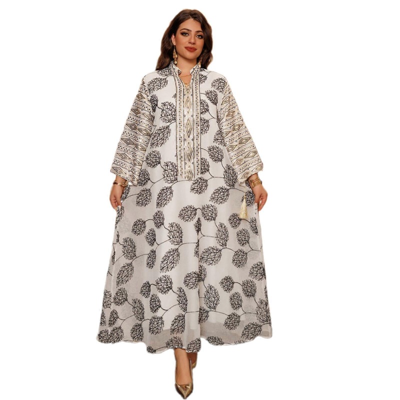Embroidered Abayas Kaftans for Women Girls Elegant Dubai Moroccan Kaftan Dresses Abayas Fashion Long Sleeve Muslims Dres  White S | Fruugo SG