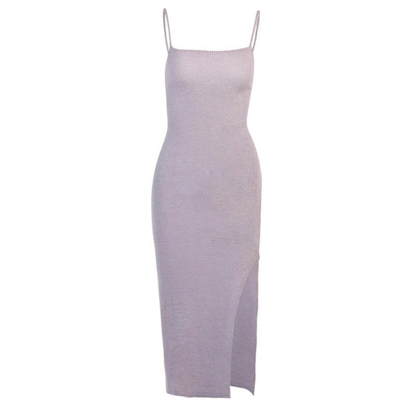 Fashion Long Suspend Mesh Dress Slit Design Thin Casual Street Woman Robe for Commuter Outing Holiday Wear Solid Color  Light purple S | Fruugo SG