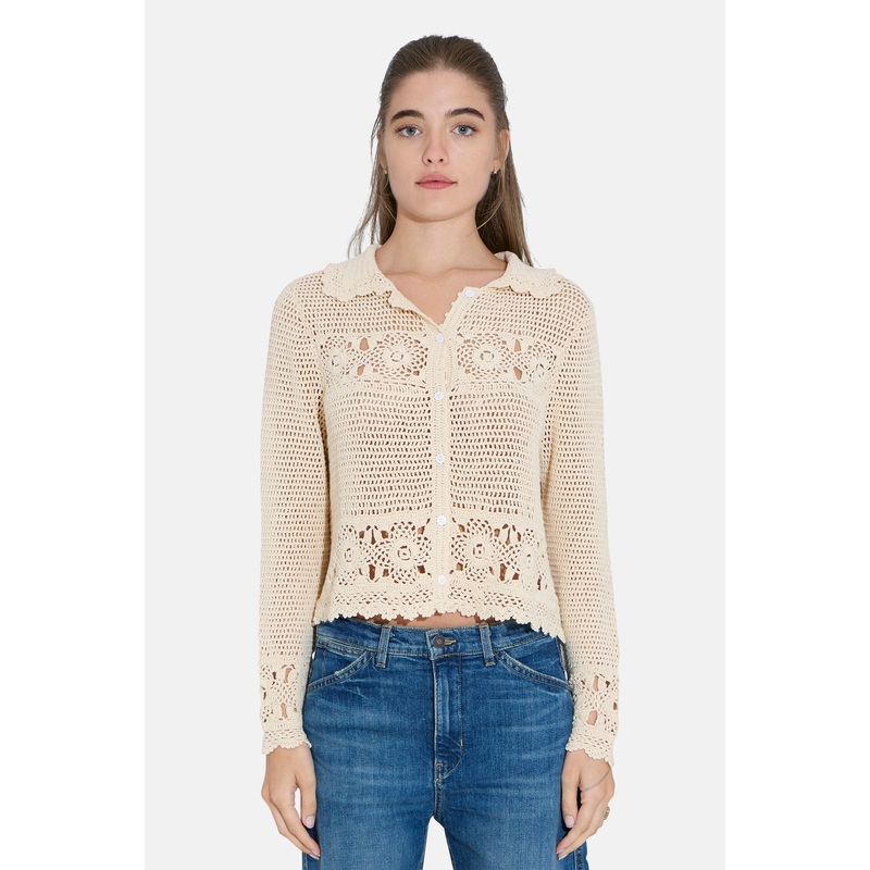 Felicity Crochet Cardigan Ivory