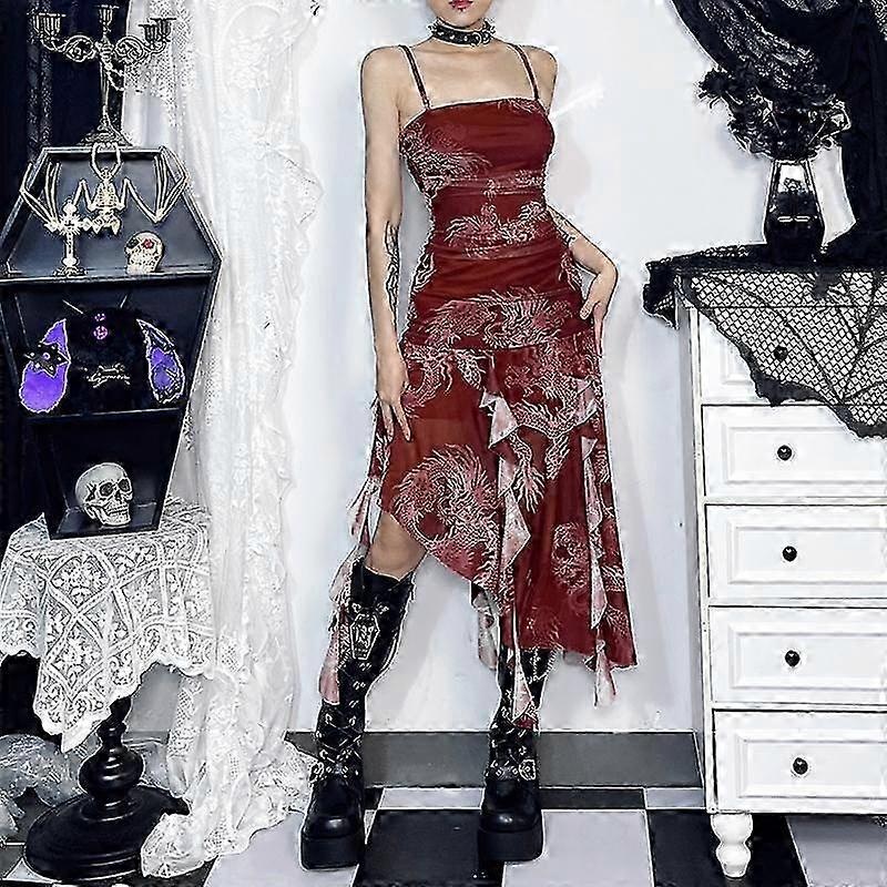 Goth Girls Sexy Mesh SheerRuffles Dress Female Slash Collar Sleeveless Mini Dresses Lady Slim Party Club Streetwear | Fruugo SG
